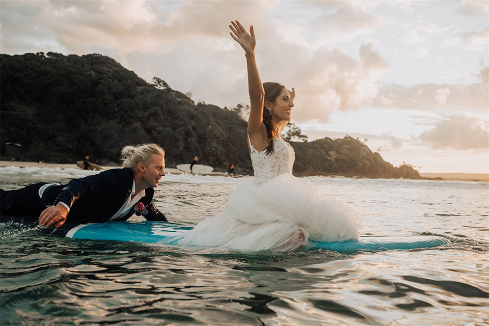 Helena & Luke - Byron Bay Elopement - Surfing Wedding